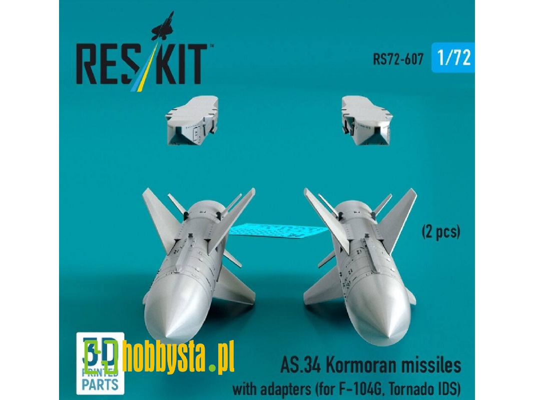 As.34 Kormoran Missiles With Adapters For F-104 G And Tornado Ids (2 Pcs / 3d-printed) - zdjęcie 1