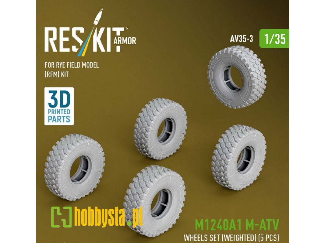 M1240a1 M-atv - 3d Printed Weighted Wheels Set (For Rye Field Model Kits / 5 Pcs) - zdjęcie 1