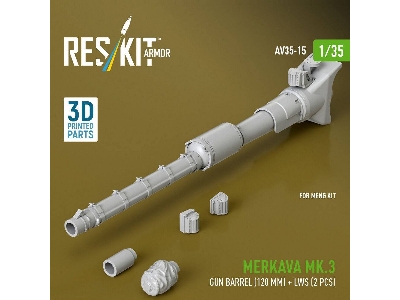 Merkava Mk.3 - Gun Barrel (120 Mm) And Lws (2 Pcs) (For Meng Kits / 3d-printed) - zdjęcie 1