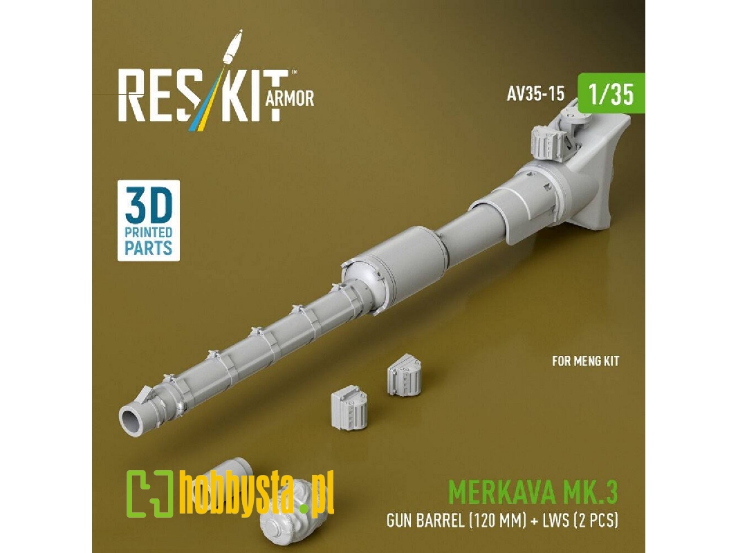 Merkava Mk.3 - Gun Barrel (120 Mm) And Lws (2 Pcs) (For Meng Kits / 3d-printed) - zdjęcie 1