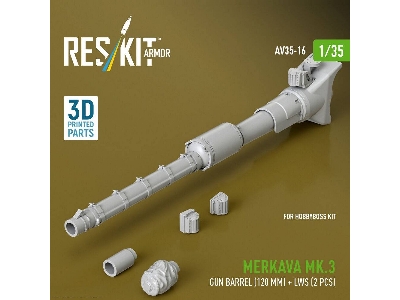 Merkava Mk.3 - Gun Barrel (120 Mm) And Lws (2 Pcs) (For Hobby Boss Kits / 3d-printed) - zdjęcie 1