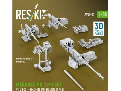 Merkava Mk.3 - Mg Set V1 (3 Pcs) And Machine Gun Mounts (3 Pcs) (For Meng & Hobbyboss Kits / 3d Printed) - zdjęcie 1