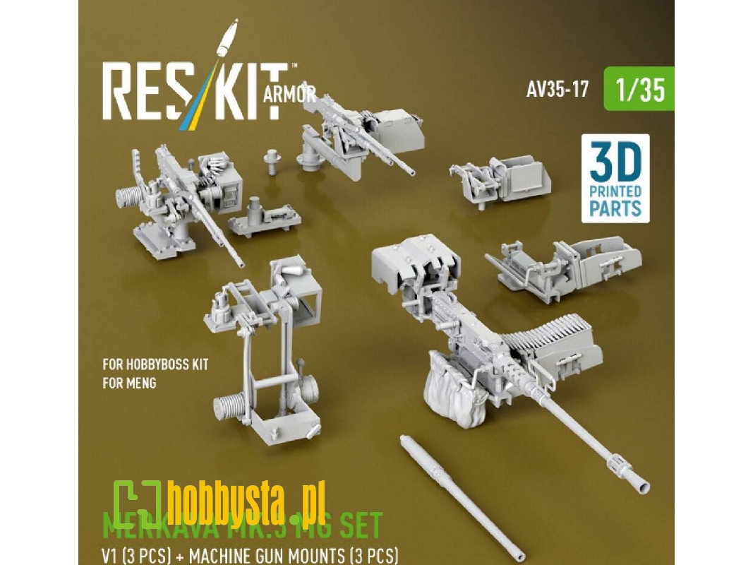 Merkava Mk.3 - Mg Set V1 (3 Pcs) And Machine Gun Mounts (3 Pcs) (For Meng & Hobbyboss Kits / 3d Printed) - zdjęcie 1