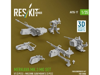 Merkava Mk.3 - Mg Set V1 (3 Pcs) And Machine Gun Mounts (3 Pcs) (For Meng & Hobbyboss Kits / 3d Printed) - zdjęcie 2