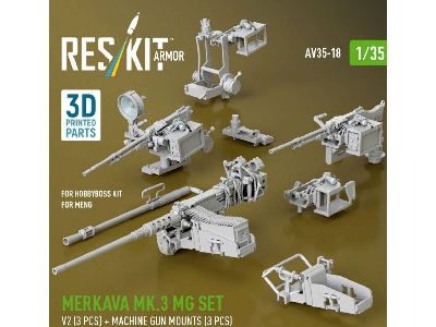 Merkava Mk.3 - Mg Set V2 (3 Pcs) And Machine Gun Mounts (3 Pcs) (For Meng & Hobbyboss Kits / 3d Printed) - zdjęcie 1