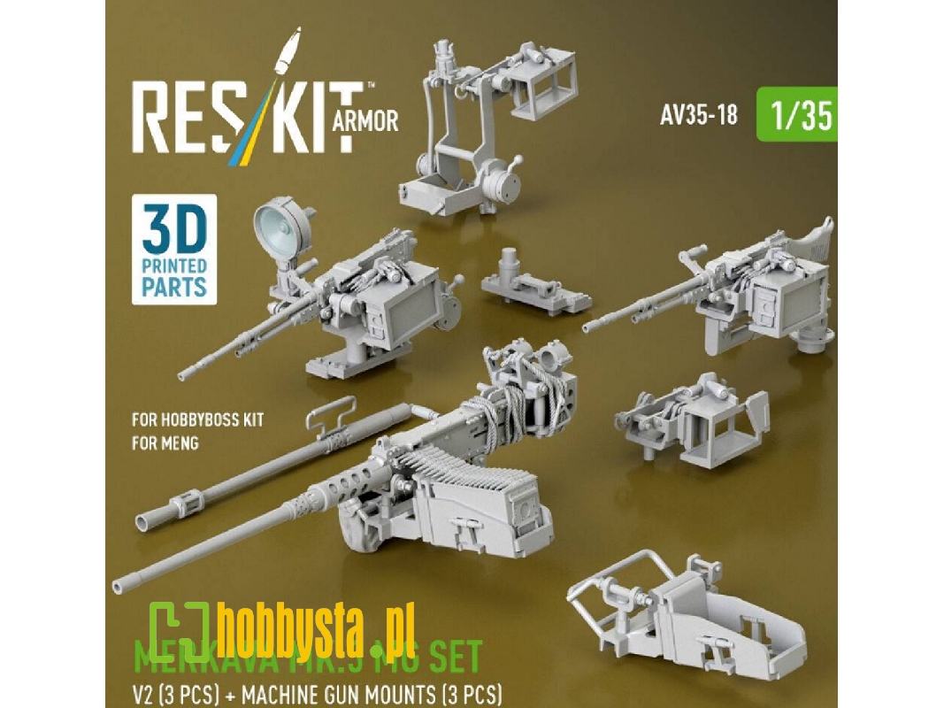Merkava Mk.3 - Mg Set V2 (3 Pcs) And Machine Gun Mounts (3 Pcs) (For Meng & Hobbyboss Kits / 3d Printed) - zdjęcie 1