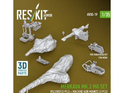 Merkava Mk.3 - Mg Set With Cover (3 Pcs) And Machine Gun Mounts (3 Pcs) (For Meng & Hobbyboss Kits / 3d Printed) - zdjęcie 1