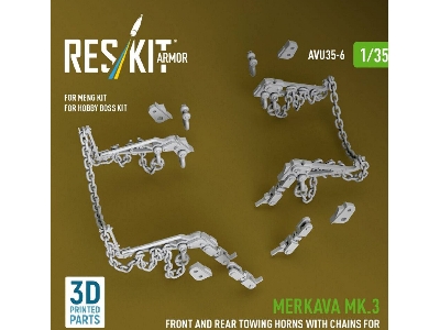 Merkava Mk.3 -  Front And Rear Towing Horns With Chains (For Meng & Hobby Boss Kits / 3d Printed) - zdjęcie 1