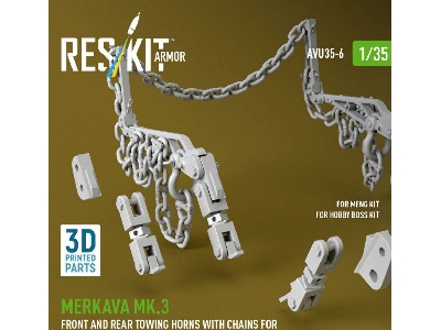 Merkava Mk.3 -  Front And Rear Towing Horns With Chains (For Meng & Hobby Boss Kits / 3d Printed) - zdjęcie 2