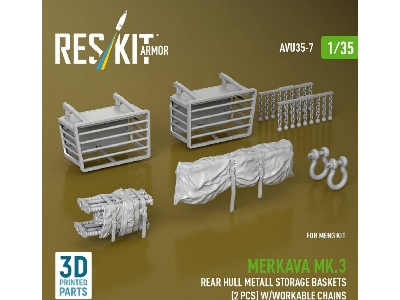 Merkava Mk.3 -  Rear Hull Metall Storage Baskets (2 Pcs) With Workable Chains (For Meng Kits / 3d-printed) - zdjęcie 1