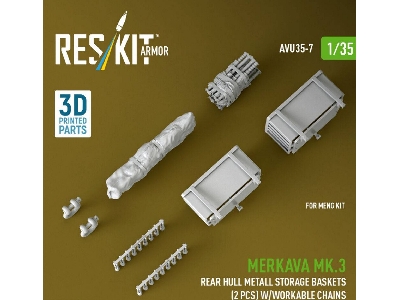 Merkava Mk.3 -  Rear Hull Metall Storage Baskets (2 Pcs) With Workable Chains (For Meng Kits / 3d-printed) - zdjęcie 2