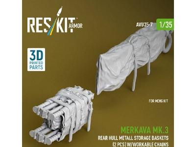 Merkava Mk.3 -  Rear Hull Metall Storage Baskets (2 Pcs) With Workable Chains (For Meng Kits / 3d-printed) - zdjęcie 3