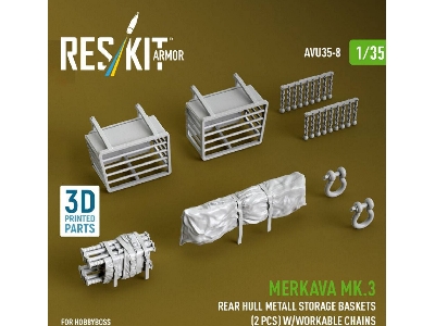 Merkava Mk.3 - Rear Hull Metall Storage Baskets (2 Pcs) With Workable Chains (For Hobby Boss Kits / 3d-printed) - zdjęcie 1
