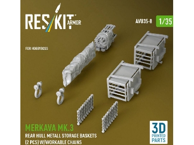 Merkava Mk.3 - Rear Hull Metall Storage Baskets (2 Pcs) With Workable Chains (For Hobby Boss Kits / 3d-printed) - zdjęcie 2