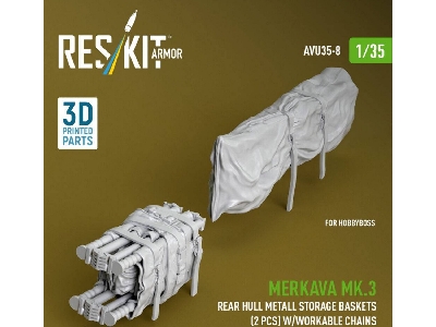 Merkava Mk.3 - Rear Hull Metall Storage Baskets (2 Pcs) With Workable Chains (For Hobby Boss Kits / 3d-printed) - zdjęcie 3