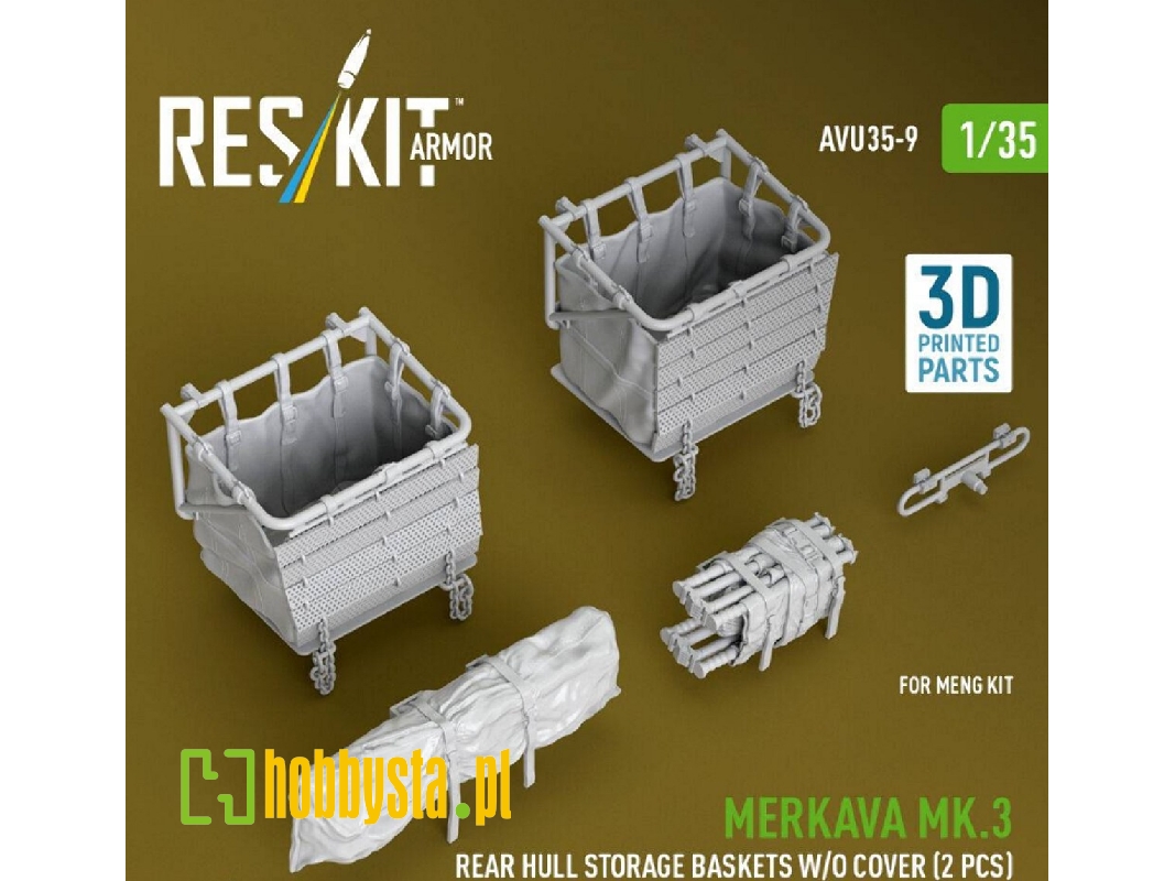 Merkava Mk.3 - Rear Hull Storage Baskets Without Cover (2 Pcs) (For Meng Kits / 3d-printed) - zdjęcie 1
