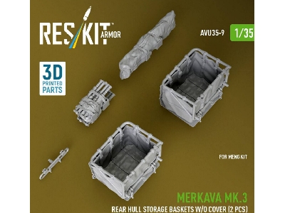 Merkava Mk.3 - Rear Hull Storage Baskets Without Cover (2 Pcs) (For Meng Kits / 3d-printed) - zdjęcie 2