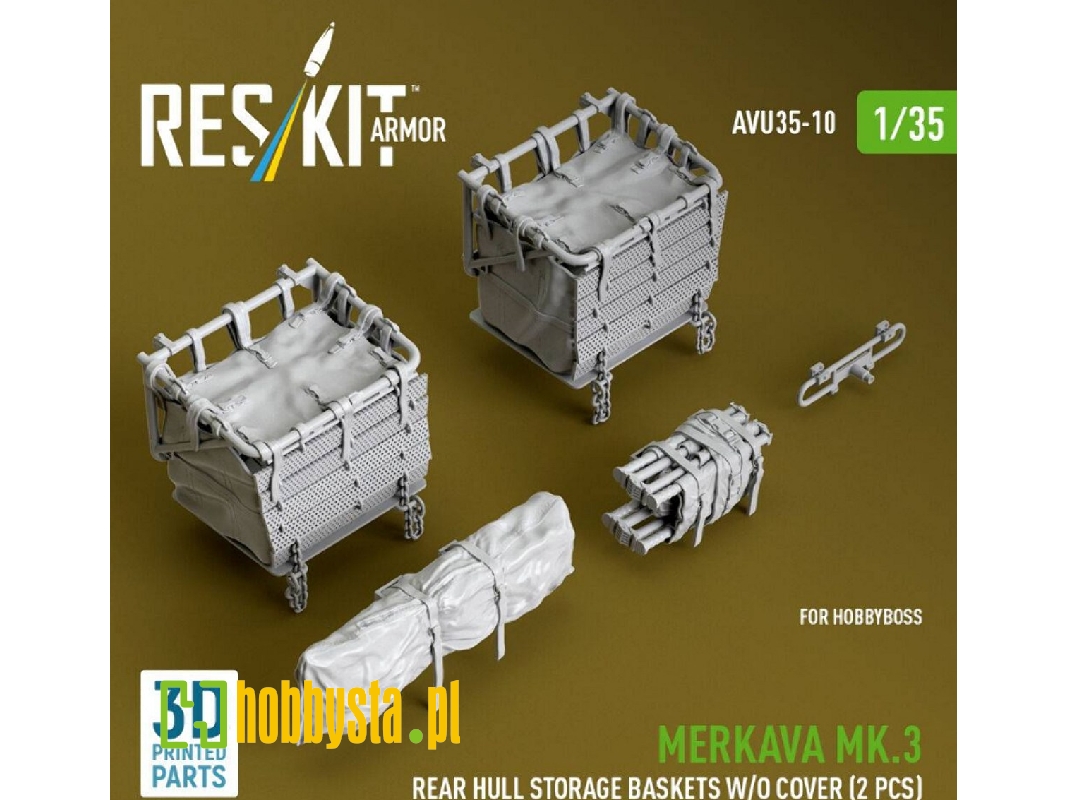Merkava Mk.3 - Rear Hull Storage Baskets Without Cover (2 Pcs) (For Hobby Boss Kits / 3d-printed) - zdjęcie 1