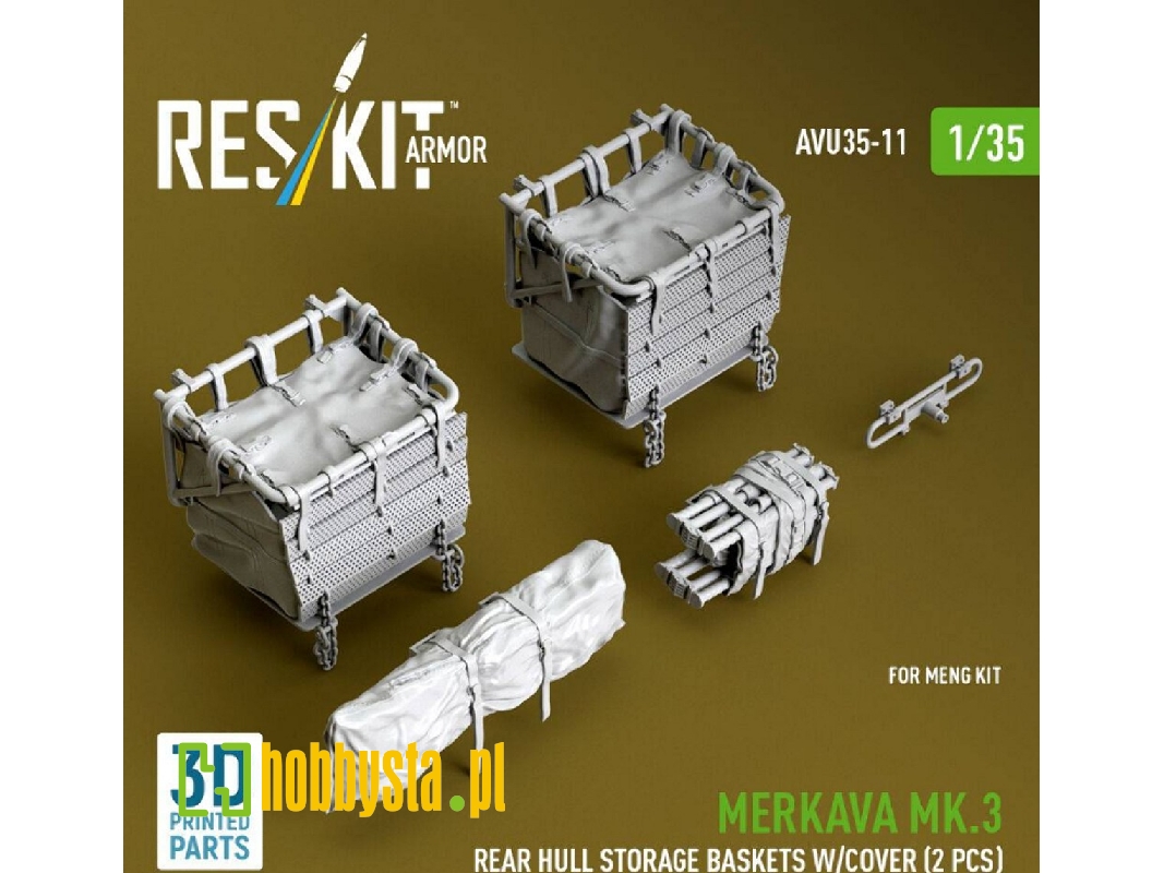 Merkava Mk.3 - Rear Hull Storage Baskets With Cover (2 Pcs) (For Meng Kits / 3d-printed) - zdjęcie 1