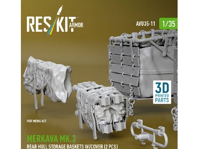 Merkava Mk.3 - Rear Hull Storage Baskets With Cover (2 Pcs) (For Meng Kits / 3d-printed) - zdjęcie 3