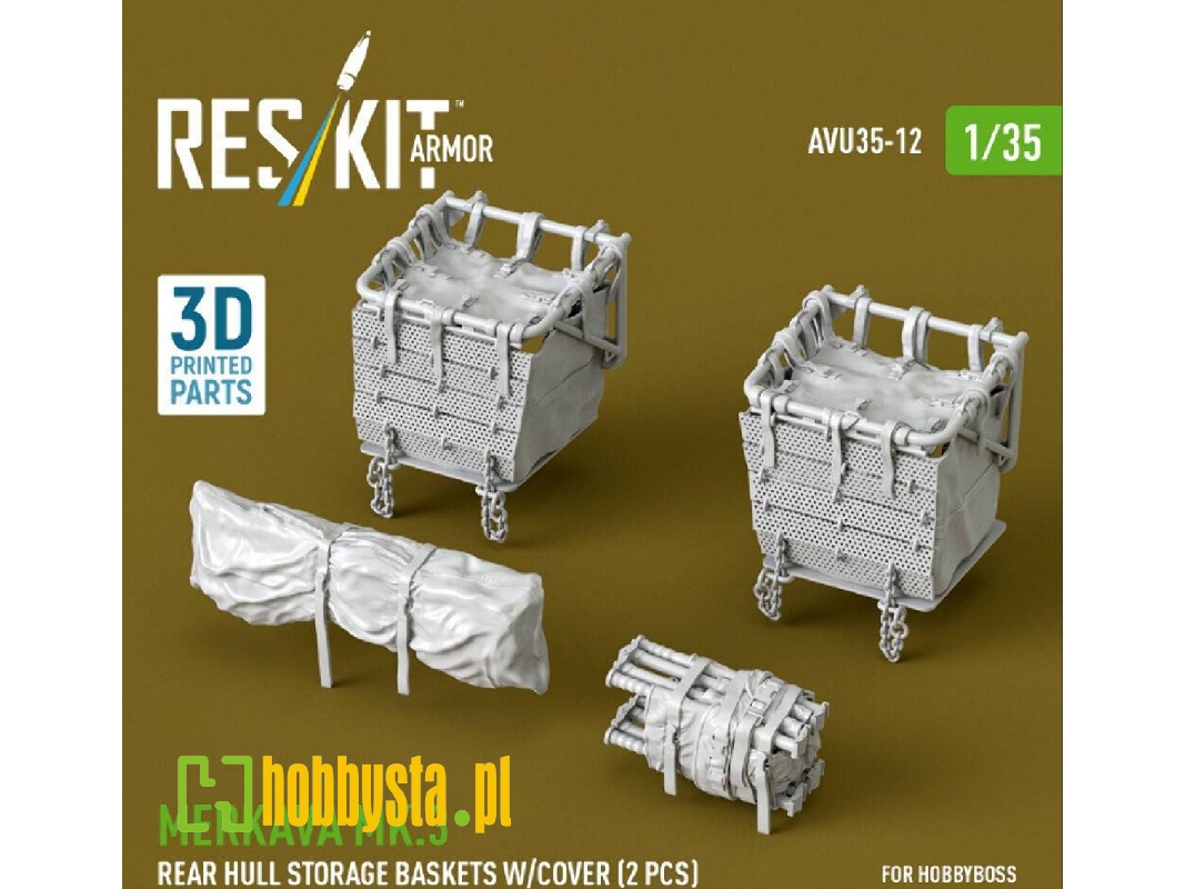 Merkava Mk.3 - Rear Hull Storage Baskets With Cover (2 Pcs) (For Hobby Boss Kits / 3d-printed) - zdjęcie 1