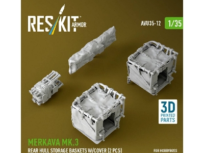 Merkava Mk.3 - Rear Hull Storage Baskets With Cover (2 Pcs) (For Hobby Boss Kits / 3d-printed) - zdjęcie 2