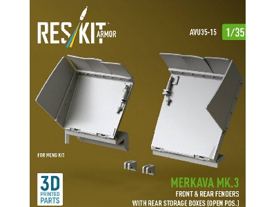 Merkava Mk.3 - Front & Rear Fenders With Rear Storage Boxes / Open Possition (For Meng Kits / 3d-printed) - zdjęcie 2