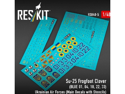 Su-25 Frogfoot - Clover (Blue 01, 04, 10, 22, 33) Ukrainian Air Forces (Main Decals With Stencils) - zdjęcie 1