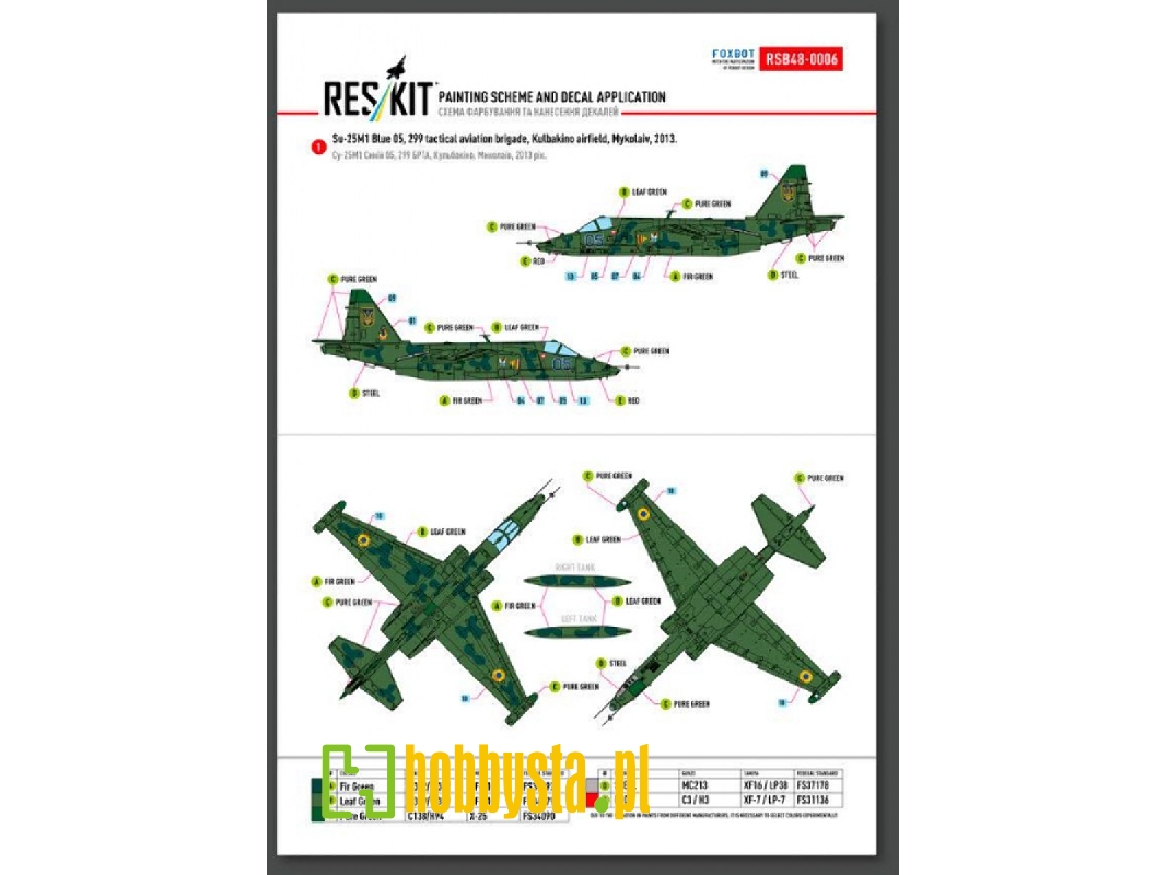 Su-25 Frogfoot - Clover (Blue 03, 05, 41, 45) Ukrainian Air Forces (Main Decals With Stencils) - zdjęcie 1
