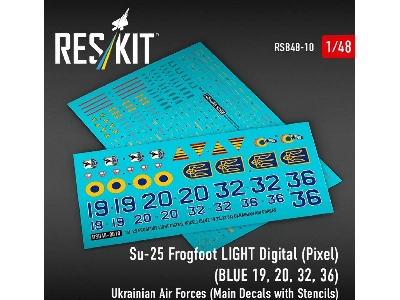 Su-25 Frogfoot - Light Digital (Pixel) (Blue 19, 20, 32, 36) Ukrainian Air Forces (Main Decals With Stencils) - zdjęcie 1