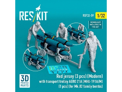 Modern Red Jersey (3 Figures) With Transport Trolley Aero 21a (Mhu-191a/M) (1 Piece) (For Mk.82 Family Bombs / 3d Printed) - zdj