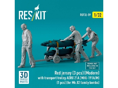 Modern Red Jersey (3 Figures) With Transport Trolley Aero 21a (Mhu-191a/M) (1 Piece) (For Mk.82 Family Bombs / 3d Printed) - zdj