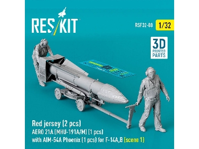 Modern Red Jersey (2 Figures) - Aero 21a (Mhu-191a/M) (1 Piece) With Aim-54a Phoenix (1 Piece) For F-14 A/B - Scene 1 (3d-printe