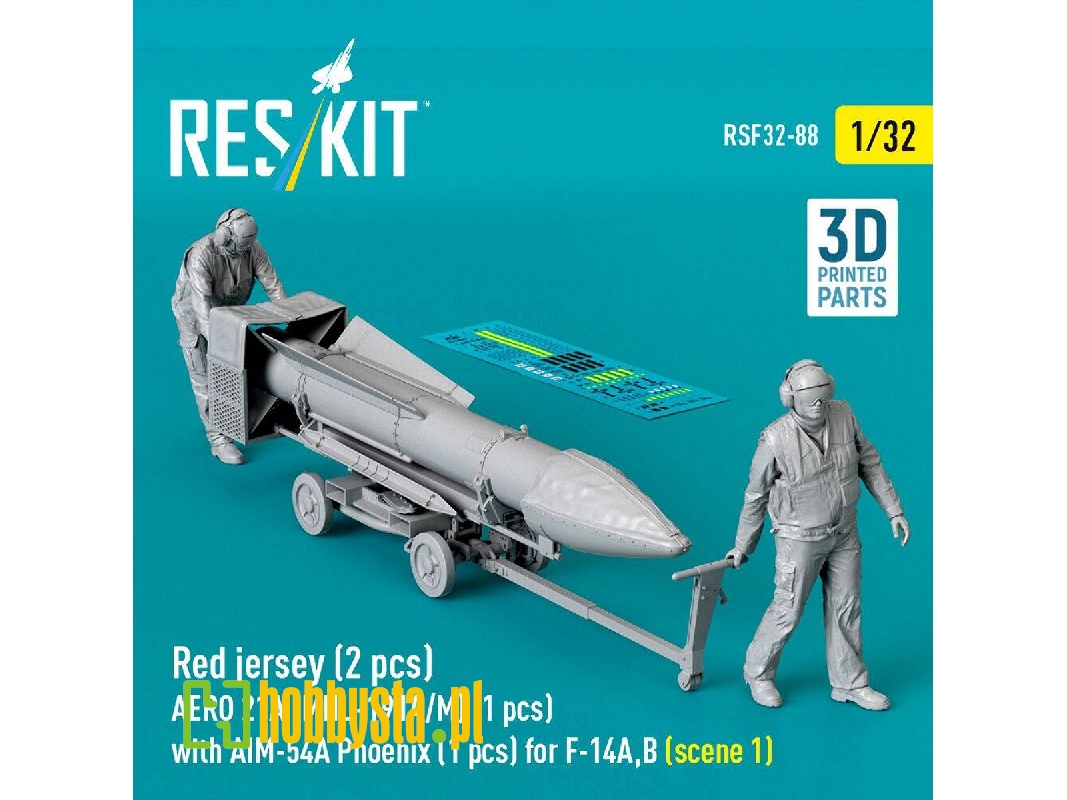 Modern Red Jersey (2 Figures) - Aero 21a (Mhu-191a/M) (1 Piece) With Aim-54a Phoenix (1 Piece) For F-14 A/B - Scene 1 (3d-printe