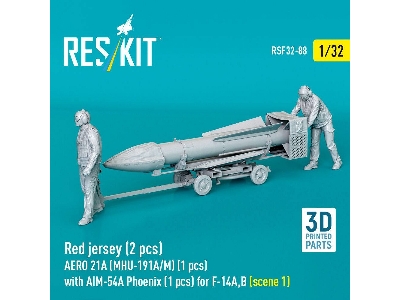 Modern Red Jersey (2 Figures) - Aero 21a (Mhu-191a/M) (1 Piece) With Aim-54a Phoenix (1 Piece) For F-14 A/B - Scene 1 (3d-printe
