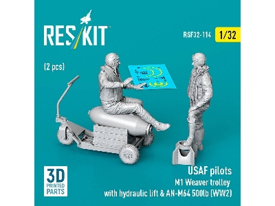 Usaf Ww2 Pilots (2 Pcs) & M1 Weaver Trolley With Hydraulic Lift & An-m64 500lb (3d-printed) - zdjęcie 1