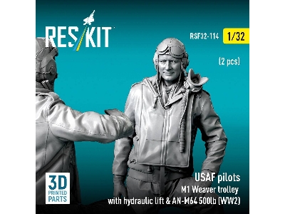 Usaf Ww2 Pilots (2 Pcs) & M1 Weaver Trolley With Hydraulic Lift & An-m64 500lb (3d-printed) - zdjęcie 2