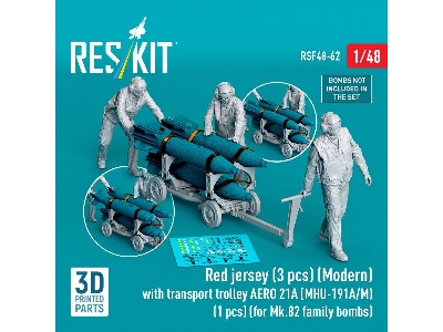 Modern Red Jersey (3 Figures) With Transport Trolley Aero 21a (Mhu-191a/M) (1 Piece) (For Mk.82 Family Bombs / 3d Printed) - zdj