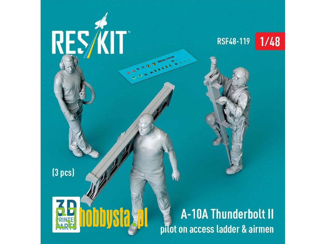 Fairchild A-10 A Thunderbolt Ii Pilot On Access Ladder & Airmen (3 Figures / 3d-printed) - zdjęcie 1