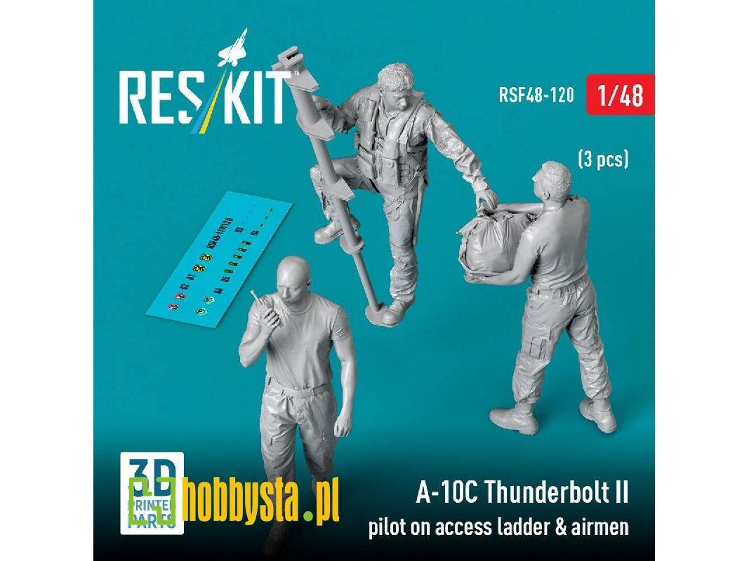 Fairchild A-10 C Thunderbolt Ii Pilot On Access Ladder & Airmen (3 Figures / 3d-printed) - zdjęcie 1