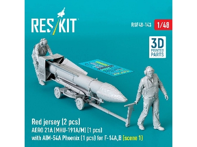 Modern Red Jersey (2 Figures) - Aero 21a (Mhu-191a/M) (1 Piece) With Aim-54a Phoenix (1 Piece) For F-14 A/B - Scene 1 (3d-printe
