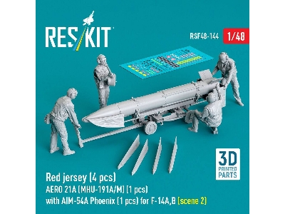 Modern Red Jersey (4 Figures) - Aero 21a (Mhu-191a/M) (1 Piece) With Aim-54 A Phoenix (1 Piece) For F-14 A/B - Scene 2 (3d-print