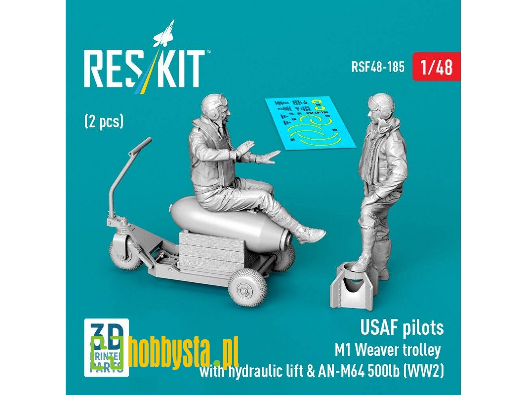 Usaf Ww2 Pilots (2 Pcs) & M1 Weaver Trolley With Hydraulic Lift & An-m64 500lb (3d-printed) - zdjęcie 1