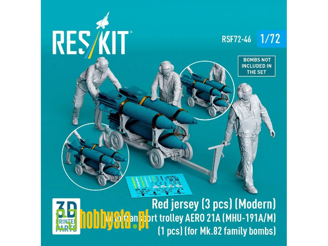 Modern Red Jersey (3 Figures) With Transport Trolley Aero 21a (Mhu-191a/M) (1 Piece) (For Mk.82 Family Bombs / 3d Printed) - zdj