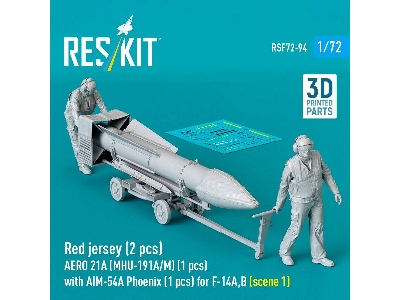 Modern Red Jersey (2 Figures) Aero 21a (Mhu-191a/M) (1 Piece) With Aim-54a Phoenix (1 Piece) For F-14 A/B - Scene 1 (3d-printed)