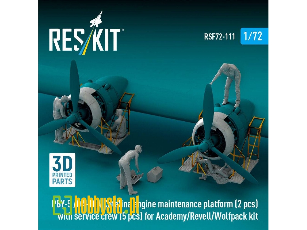 Pby-5 / Oa-10a Catalina - Engine Maintenance Platform (2 Pcs) With Service Crew (5 Figures) For Academy / Revell And Wolfpack Ki