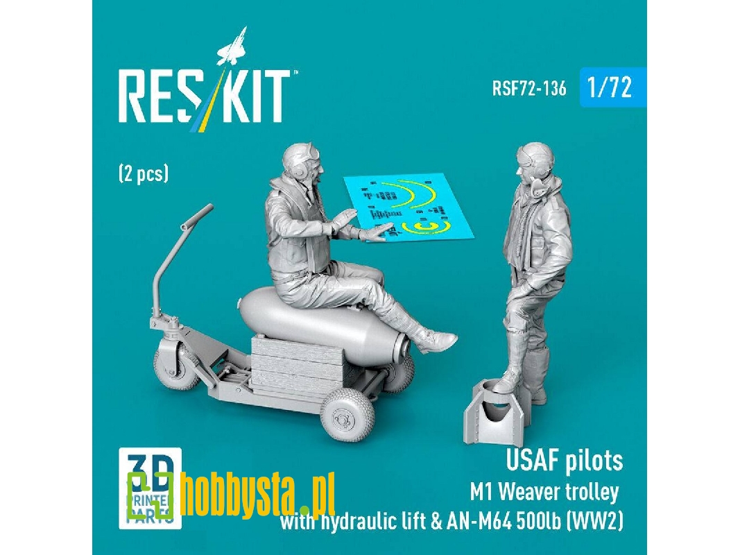 Usaf Ww2 Pilots (2 Pcs) & M1 Weaver Trolley With Hydraulic Lift & An-m64 500lb (3d-printed) - zdjęcie 1