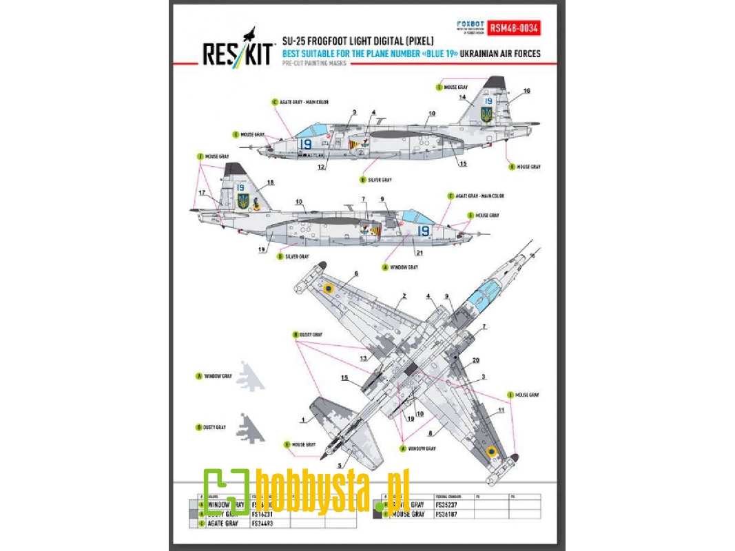 Sukhoi Su-25 Frogfoot - Light Digital (Pixel) Ukrainian Air Forces (Pre-cut Painting Masks ) - zdjęcie 1