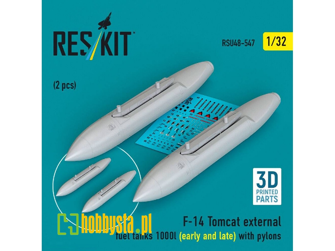 Grumman F-14 Tomcat - External Fuel Tanks 1000l (Early And Late) With Pylons (2 Pcs / 3d-printed) - zdjęcie 1