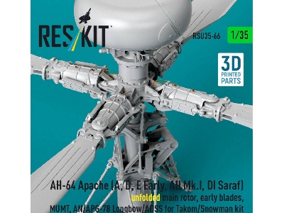 Ah-64 Apache (A, D, E Early, Ah Mk.I, Di Saraf) - Unfolded Main Rotor, Early Blades, Mumt, An/Apg-78 Longbow/Adss (For Takom / S